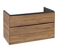 Villeroy et Boch Subway 3.0 Meuble sous plan, avec éclairage, 2 tiroirs, 973x579x462mm, Chêne Kan...