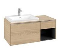 Villeroy & Boch Subway 3.0 - Meuble sous vasque avec 2 tiroirs & 1 découpe pour lavabo à gauche 1001x423x500mm chêne nordique/chêne nordique