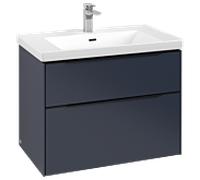 Villeroy & Boch Meuble sous-lavabo Subway 3.0 C57401VQ 2 tiroirs bleu marine – poignée noir volcan