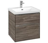 Villeroy und Boch Subway 3. 1930 C578L0RK 57,2x57,6x47,8cm, avec LED / poignée aluminium brillant, chêne pierre