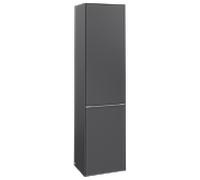 Villeroy & Boch Subway 3.0 Armoires hautes, 1 porte butée gauche et 1 abattant pour linge, 400x1710x362mm, C59200VR, Couleur: Face/carcasse : graphite, poignée : aluminium brillant