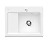 Villeroy und Boch Subway 45 Évier compact 331302RW à droite, avec garniture de vidage , commande excentrique, 650 x 510 mm, blanc pierre CeramicPlus