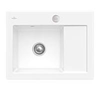 Villeroy und Boch Subway 45 Évier compact encastrable 331202R1 gauche, avec garniture de vidage , commande excentrique, 650 x 510 mm, blanc alpin CeramicPlus