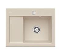 Villeroy und Boch Subway 45 Évier compact encastrable 331302AM à droite, avec garniture de vidage , commande excentrique, 650 x 510 mm, amande CeramicPlus