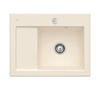 Villeroy und Boch Subway 45 Évier compact encastrable 331302FU à droite, avec garniture de vidage , commande excentrique, 650 x 510 mm, CeramicPlus ivoire