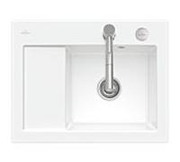 Villeroy und Boch Subway 45 Évier compact encastrable 331302R1 à droite, avec garniture de vidage , commande excentrique, 650 x 510 mm, blanc alpin CeramicPlus