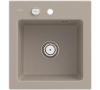 Villeroy und Boch Subway 45 XS évier encastrable 678102AM avec garniture de vidage et commande excentrique, 475 x 510 mm, Amande