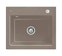 Villeroy und Boch Subway 60 S évier à encastrer 330902TR avec garniture de vidage , commande excentrique, 600 x 510 mm, bois CeramicPlus
