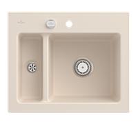 Villeroy und Boch Subway 60 XM évier encastrable 678002FU avec garniture de vidage , commande excentrique, 620 x 510 mm, ivoire CeramicPlus