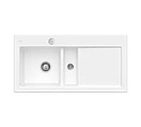 Villeroy und Boch Subway évier à chasse d'eau 67702FR1 vasque à gauche, avec garniture de vidage et actionnement excentrique, blanc