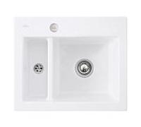 Villeroy und Boch Subway Évier à chasse d'eau 67802FRW avec garniture de vidage et actionnement excentrique, Stone White