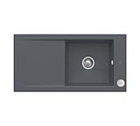 Villeroy und Boch Timeline 60 Évier plat à chasse d'eau 67902Fi4 avec garniture de vidage et commande excentrique, Graphit