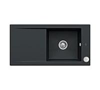 Villeroy und Boch Timeline 60 Évier plat à chasse d'eau 67902FS5 avec garniture de vidage et actionnement excentrique, Ébène