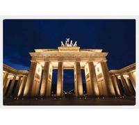 Villes allemandes - Poster - Berlin - Porte de Brandebourg - Nuit + cadre amovible, Shinsuke® Maxi MDF blanc, vitre acrylique