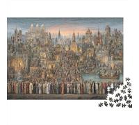 Villes Antiques et cathédrales européennes médiévales 1000 Pièces, Puzzle Impossible pour Adultes, Cadeaux, pour Enfants38x26cm/1000pcs