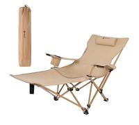 VILLEY Chaise de Camping Réclinable, Chaise Pliante avec Repose-Pieds Amovible, Charge Max 150 kg, Idéal pour Camping, Plage, Jardin, Terrasse