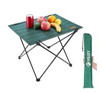 VILLEY Table de Camping Pliable 41×56,5×41,5 cm, Petite Table Pliante en Aluminium et Tissu Oxford, Supportant 25kg avec Sac de Rangement, Idéale pour Pique-Nique, Cuisine Extérieure et Pêche (Vert)