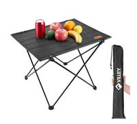 VILLEY Table de Camping Pliable 41×56,5×41,5 cm, Petite Table Pliante en Aluminium et Tissu Oxford, Supportant 25kg avec Sac de Rangement, Idéale pour Pique-Nique, Cuisine Extérieure et Pêche