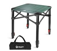 VILLEY Table de Camping Pliante en Aluminium, Petite Table de Pique-Nique | Table Extérieure Portable avec Sac de Rangement, Table Pliante à Hauteur Réglable pour Randonnée Cuisine Jardin Plage