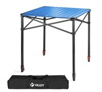 VILLEY Table de Camping Pliante en Aluminium, Petite Table de Pique-Nique | Table Extérieure Portable avec Sac de Rangement, Table Pliante à Hauteur Réglable pour Randonnée Cuisine Jardin Plage, Large