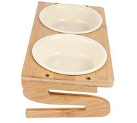VILLFUL 1 Ensemble Bol Surélevé Céramique pour Chat avec Support Double Inclinée pour Confort Optimal Écuelle Vomissements et Facile à Nettoyer pour Alimentation et Hydratation des Félins
