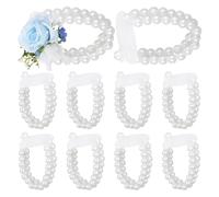 VILLFUL 10 Pièces Bracelet de Mariage Perles Corsage de Poignet Élégant avec Bande Élastique pour Décorations de Mariage Prom Fête et Cérémonie