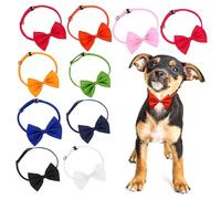 VILLFUL 10 pièces Collier pour Chien avec Nœuds Ajustables de Doux pour Chiens et Or Noir Blanc Bleu Rouge Rose Vert Pomme Orange Accessoires Animaux de Compagnie
