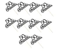 VILLFUL 10 Pièces Lot de Décorations de Gâteau Noir Fabulous Résistantes Décoloration Toppers pour Anniversaire et Fête de Noces Facile à Insérer et Polyvalent pour Cupcakes et Desserts