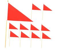 VILLFUL 10 pièces Lot de Drapeaux Marquage Triangulaires et Marqueurs en Canne Naturelle de Pelouse Robustes pour Jardin Chantier Arrosage et Clôture Animaux Drapeaux Signalisation