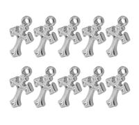 VILLFUL 10 Pièces Lot de Pendentifs Croix Acier Inoxydable Mini Crucifix Poli Confortable pour Bracelet Collier Religieux Unisexe Charms Spirituels Résistants à Eau