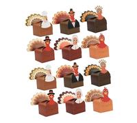 VILLFUL 12 Pièces Boîtes Papier Thanksgiving Forme de Dinde Multicolores Contenants à Bonbons Stables avec Fond Plat pour Fêtes Familiales et Événements Automne