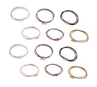 VILLFUL 18 pcs Élastiques Cheveux Mode pour Filles et Femmes Anneaux Cheveux Élastiques Vintage Alliage Couleurs Assorties Noir Safran Rouge Brique Rose Coréen Bleu Gris Kaki Polyvalents