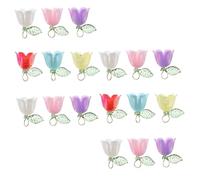 VILLFUL 18 Pcs Floral Dangle Charms With Spring Lily And Leaf Pendants DIY Beads For Bracelets Necklaces Keychains And Jewelry Making Accessories