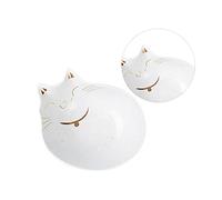 VILLFUL 1pièce Bol Céramique pour Chat avec Motif Original Gamelle Créative pour Nourriture Et Eau Idéale pour Animaux De Compagnie Blanc