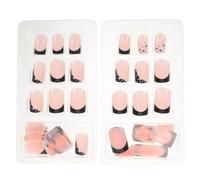 VILLFUL 2 boîtes Press Nails Full Cover French Tip With Star Design Short Square Reusable Acrylic Fake Nails For Women Seasonal Autumn Winter Manicure Set