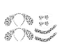 VILLFUL 2 Ensembles Costume Halloween Déguisement Chien Dalmatien Oreilles Bandeau Nœud Queue Cosplay Accessoires Fête Garçon Fille Adulte