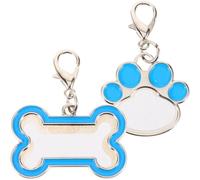 VILLFUL 2 Médailles Métalliques en Métal pour Animaux de Compagnie 2Pcs, Surface Lisse, Forme Os et Patte Étiquettes d'Identification Robustes pour DIY pour Chiens et Chats