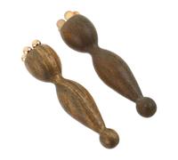 VILLFUL 2 Pcs Bâton de Massage Oculaire en Bois de Santal Vert, Masseur Facial D’acupression à 5 Perles, Outil de Soins Beauté pour Relaxation des Yeux Rides