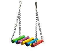 VILLFUL 2 pièces Balançoire Coton Suspendue pour Perroquets avec Perles Colorées et Clochette Éducatif pour Cockatiels et Petits Oiseaux de Hauteur Couleurs Aléatoires Couleur Aléatoire