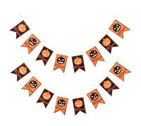 VILLFUL 2 Pièces Bannière Halloween Aux Intempéries Fanions Citrouille Tissu Non Tissé Décoration Festive pour Ktv Bar Maison Guirlande pour Fête Dautomne et Photobooth