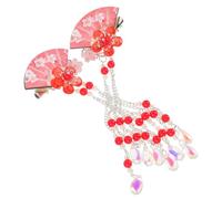 VILLFUL 2 Pièces Barrettes à Cheveux Pompon avec Fleurs et Éventail Épingles Décoratives pour Filles et Mariée Accessoires Élégants pour Cérémonie et
