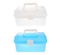 VILLFUL 2 pièces Boîte de Rangement Plastique Manucure Transparentes Double pour Outils Cosmétiques et DIY Salon Légère et Spacieuse pour Usage Professionnel et Familial
