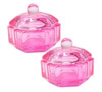 VILLFUL 2 pièces Coupelles Dappen Verre avec Couvercle Rose Cristal pour Liquide Acrylique et Poudre Ongles Récipients Pratiques pour Produits Nail Art