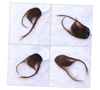 VILLFUL 2 pièces Frange à Clip Naturelle Ultra Fine Extension de Cheveux à Clipser pour Femme Fausse Frange Léger Marron Ajustable Quotidien et Fête
