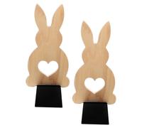 VILLFUL 2 Pièces Lapin Bois Lot de Décoratifs Robustes pour Bureau et Bibliothèque Organiseur Compact et Mignon pour Étagère de Bureau