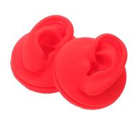 VILLFUL 2 Pièces Lot de 2 Fausses Oreilles en Silicone Souple Rouge, Modèles Gauche et Droite pour Entraînement au Piercing, Présentoir à Boucles d'Oreilles à Clous, Mannequin de