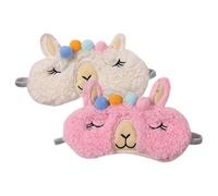 VILLFUL 2 pièces Masque de Nuit Peluche Doux pour Adultes Cache-yeux Laine Agneau Confortable et Léger Bloqueur de Lumière Portable de Beige et Rose pour Dormir et Voyager