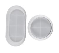 VILLFUL 2 Pièces Moule Silicone Plateau Rectangle et Rond pour DIY Lot de Moulages Pratiques et pour Création de Pâtisseries et Objets Décoratifs
