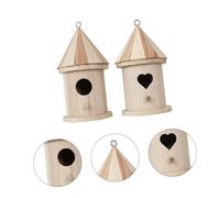 VILLFUL 2 Pièces Nichoir DIY à Suspendre pour Jardin Décoration Créative et Kit Peinture Maison Oiseau Extérieur avec Porte Cœur et Ronde Accessoires Cage pour Attirer Oiseaux