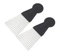 VILLFUL 2 pièces Peigne Afro à Dents Acier Outil de Coiffure pour Hommes Peigne Pick pour Cheveux Bouclés Accessoire Salon pour Coiffage Doux et Circulation Sanguine